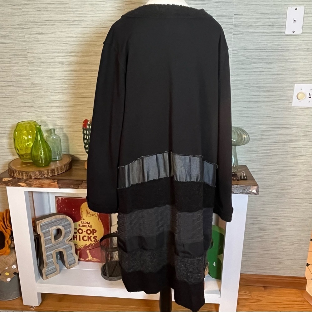 Bodil Mixed Media Patchwork Black Dress Long Sleeve Women’s Size XL Made In USA - Picture 5 of 7